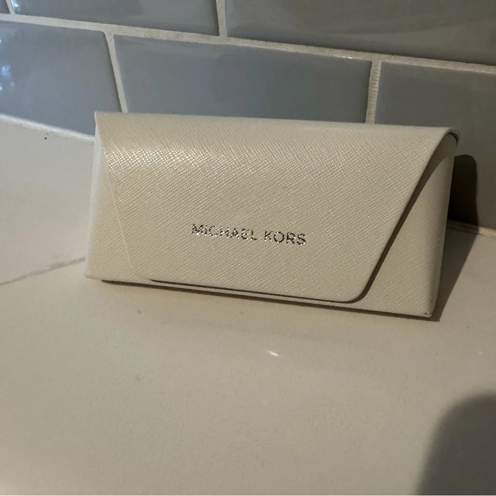 NEW Michael Kors White Saffiano Leather Sunglasses Case - Hard Shell